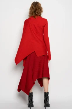 Marques ' Almeida Knitwear | Tops | DRAPED JUMPER IN MERINO KNIT RED