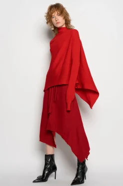 Marques ' Almeida Knitwear | Tops | DRAPED JUMPER IN MERINO KNIT RED