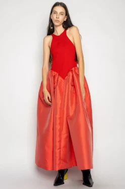 Marques ' Almeida Dresses | DRESS WITH TANK TOP SCOOPED RED