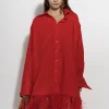 Marques ' Almeida Dresses | Tops | FEATHER HEM SHIRT DRESS RED