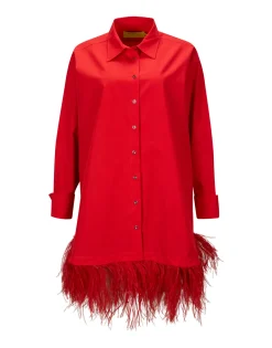 Marques ' Almeida Dresses | Tops | FEATHER HEM SHIRT DRESS RED