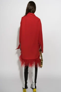 Marques ' Almeida Dresses | Tops | FEATHER HEM SHIRT DRESS RED