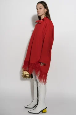 Marques ' Almeida Dresses | Tops | FEATHER HEM SHIRT DRESS RED
