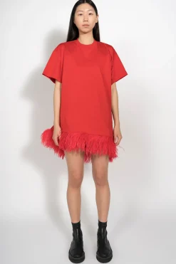 Marques ' Almeida Tops | Dresses | FEATHER HEM T-SHIRT DRESS RED