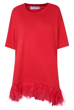Marques ' Almeida Tops | Dresses | FEATHER HEM T-SHIRT DRESS RED