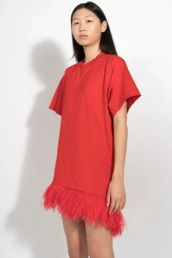 Marques ' Almeida Tops | Dresses | FEATHER HEM T-SHIRT DRESS RED