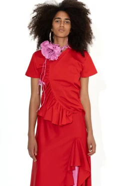 Marques ' Almeida Tops | Tops | GATHE T-SHIRT RED