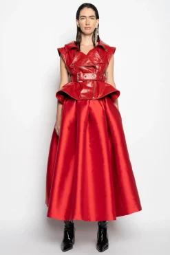 Marques ' Almeida Bottoms | HIGH WAIST PLEATED FULL SKIRT RED