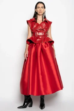Marques ' Almeida Bottoms | HIGH WAIST PLEATED FULL SKIRT RED