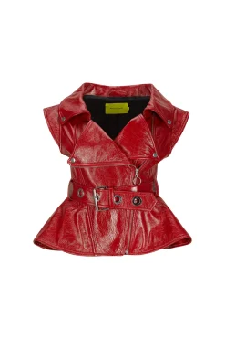 Marques ' Almeida Outerwear | Tops | LEATHER BIKER VEST RED