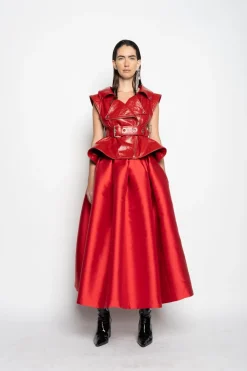 Marques ' Almeida Outerwear | Tops | LEATHER BIKER VEST RED