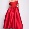 Marques ' Almeida Dresses | Dresses | OFF SHOULDER FULL SKIRT DRESS RED