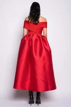 Marques ' Almeida Dresses | Dresses | OFF SHOULDER FULL SKIRT DRESS RED