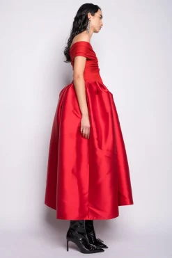 Marques ' Almeida Dresses | Dresses | OFF SHOULDER FULL SKIRT DRESS RED