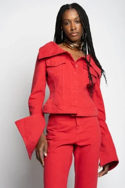 Marques ' Almeida Outerwear | Tops | OFF-SHOULDER COLLAR JACKET RED