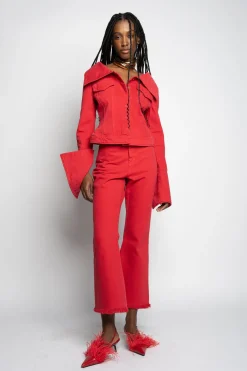 Marques ' Almeida Outerwear | Tops | OFF-SHOULDER COLLAR JACKET RED