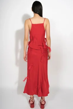 Marques ' Almeida Tops | SLIP TOP WITH FEATHERS RED