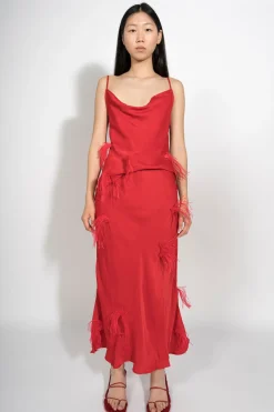 Marques ' Almeida Tops | SLIP TOP WITH FEATHERS RED