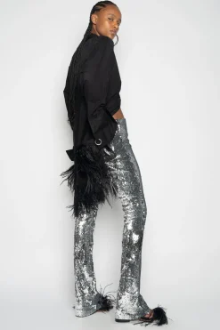 Marques ' Almeida Bottoms | Bottoms | SEQUINS BOOTCUT TROUSERS SILVER
