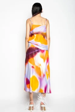 Marques ' Almeida Tops | Tops | SLIP PRINTED SATIN SPAGHETTI STRAP TOP MULTICOLOUR