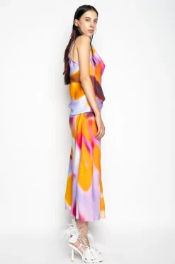 Marques ' Almeida Tops | Tops | SLIP PRINTED SATIN SPAGHETTI STRAP TOP MULTICOLOUR
