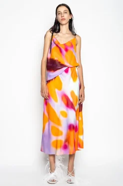 Marques ' Almeida Tops | Tops | SLIP PRINTED SATIN SPAGHETTI STRAP TOP MULTICOLOUR