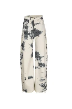 Marques ' Almeida Bottoms | Denim | TIE DYE BLACK BOYFRIEND TROUSERS BLACKWHITE
