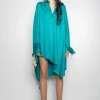 Marques ' Almeida Dresses | Dresses | ASYMMETRIC OVERSIZE SHIRT DRESS TURQUOISE