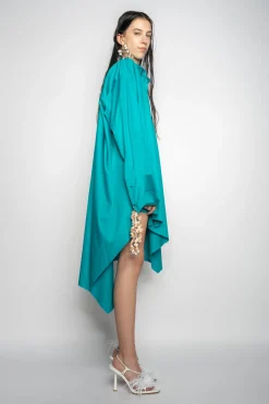 Marques ' Almeida Dresses | Dresses | ASYMMETRIC OVERSIZE SHIRT DRESS TURQUOISE