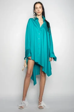 Marques ' Almeida Dresses | Dresses | ASYMMETRIC OVERSIZE SHIRT DRESS TURQUOISE