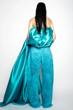 Marques ' Almeida Bottoms | Denim | DENIM BOYFRIENDS TROUSERS TURQUOISE