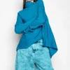 Marques ' Almeida Knitwear | Tops | TURQUOISE DRAPED JUMPER IN MERINO KNIT BLUE