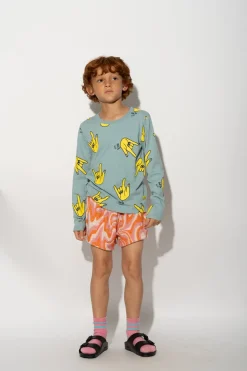 Marques ' Almeida Jersey | Tops | HANDS PRINT LONG SLEEVE TOP TURQUOISE