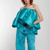 Marques ' Almeida Tops | Tops | PLEATED STRAPLESS TOP TURQUOISE
