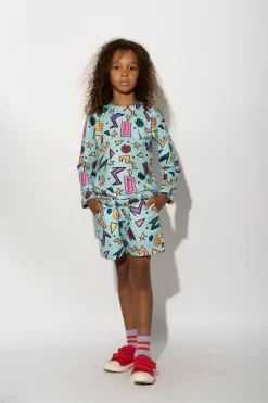 Marques ' Almeida Swimwear | SQUIGGLE PRINT LONG SLEEVE SWIM TOP TURQUOISE