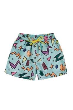 Marques ' Almeida Swimwear | Jersey | SQUIGGLE PRINT SWIM SHORT TURQUOISE