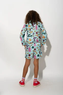 Marques ' Almeida Swimwear | SQUIGGLE PRINT LONG SLEEVE SWIM TOP TURQUOISE