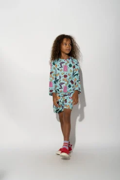 Marques ' Almeida Swimwear | SQUIGGLE PRINT LONG SLEEVE SWIM TOP TURQUOISE