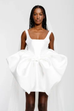 Marques ' Almeida Bridal | BIG BOW MINI DRESS WHITE
