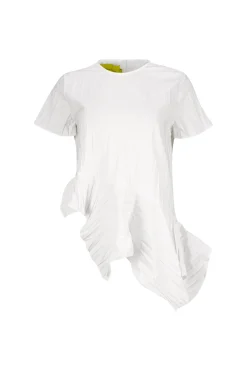 Marques ' Almeida Tops | Tops | CAP SLEEVE PLISSE T-SHIRT WHITE