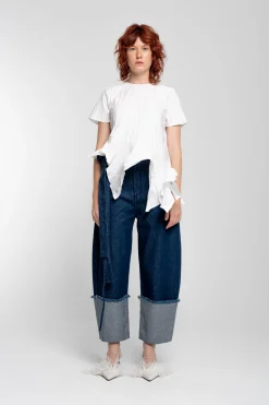 Marques ' Almeida Tops | Tops | CAP SLEEVE PLISSE T-SHIRT WHITE