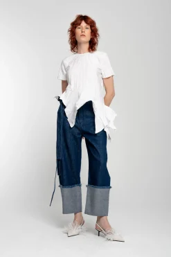 Marques ' Almeida Tops | Tops | CAP SLEEVE PLISSE T-SHIRT WHITE