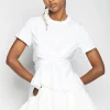 Marques ' Almeida Tops | Tops | CROSS WAIST DRAPE T-SHIRT WHITE