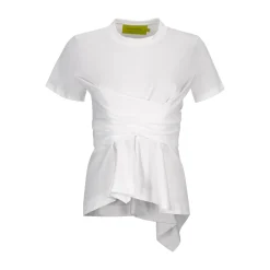 Marques ' Almeida Tops | Tops | CROSS WAIST DRAPE T-SHIRT WHITE