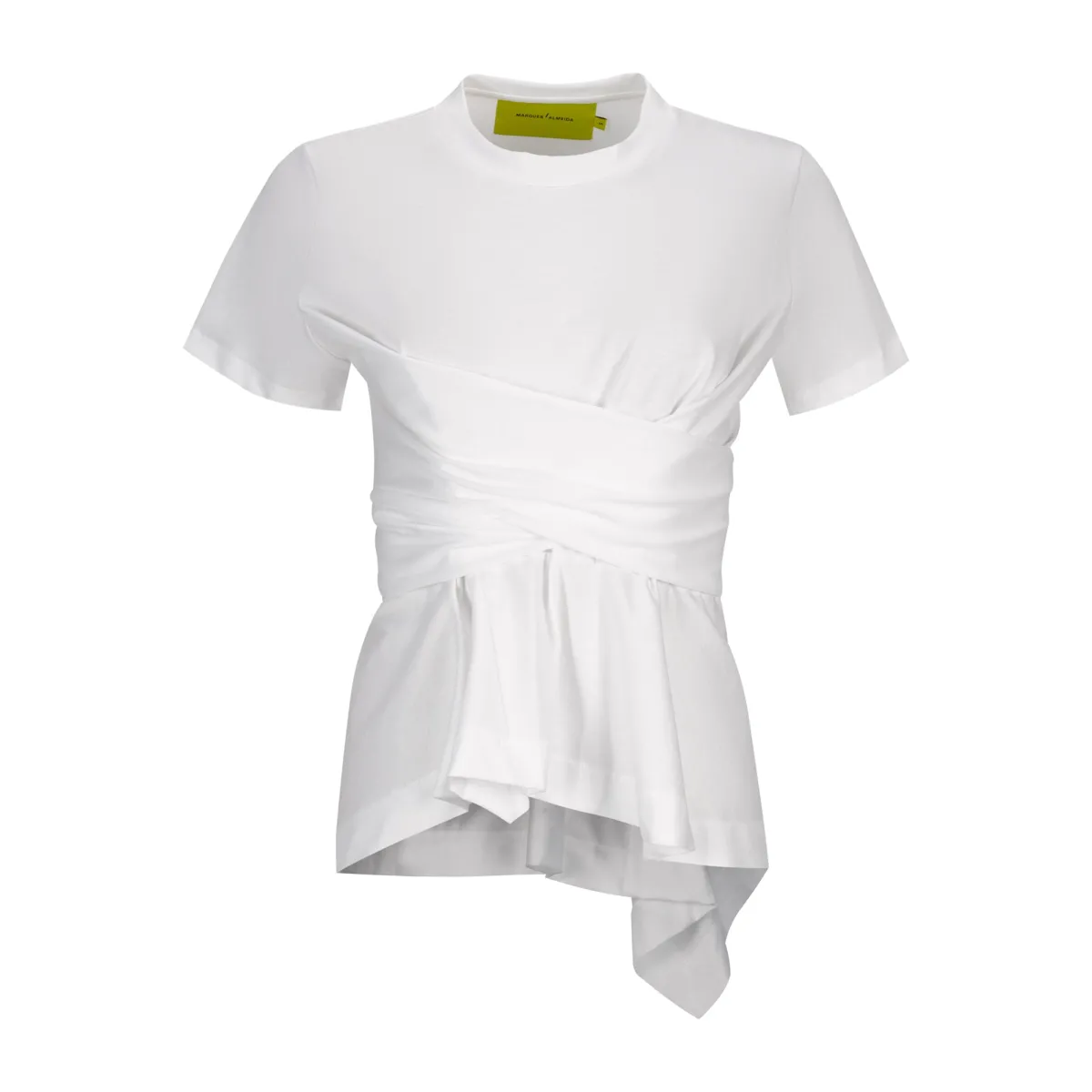 Marques ' Almeida Tops | Tops | CROSS WAIST DRAPE T-SHIRT WHITE