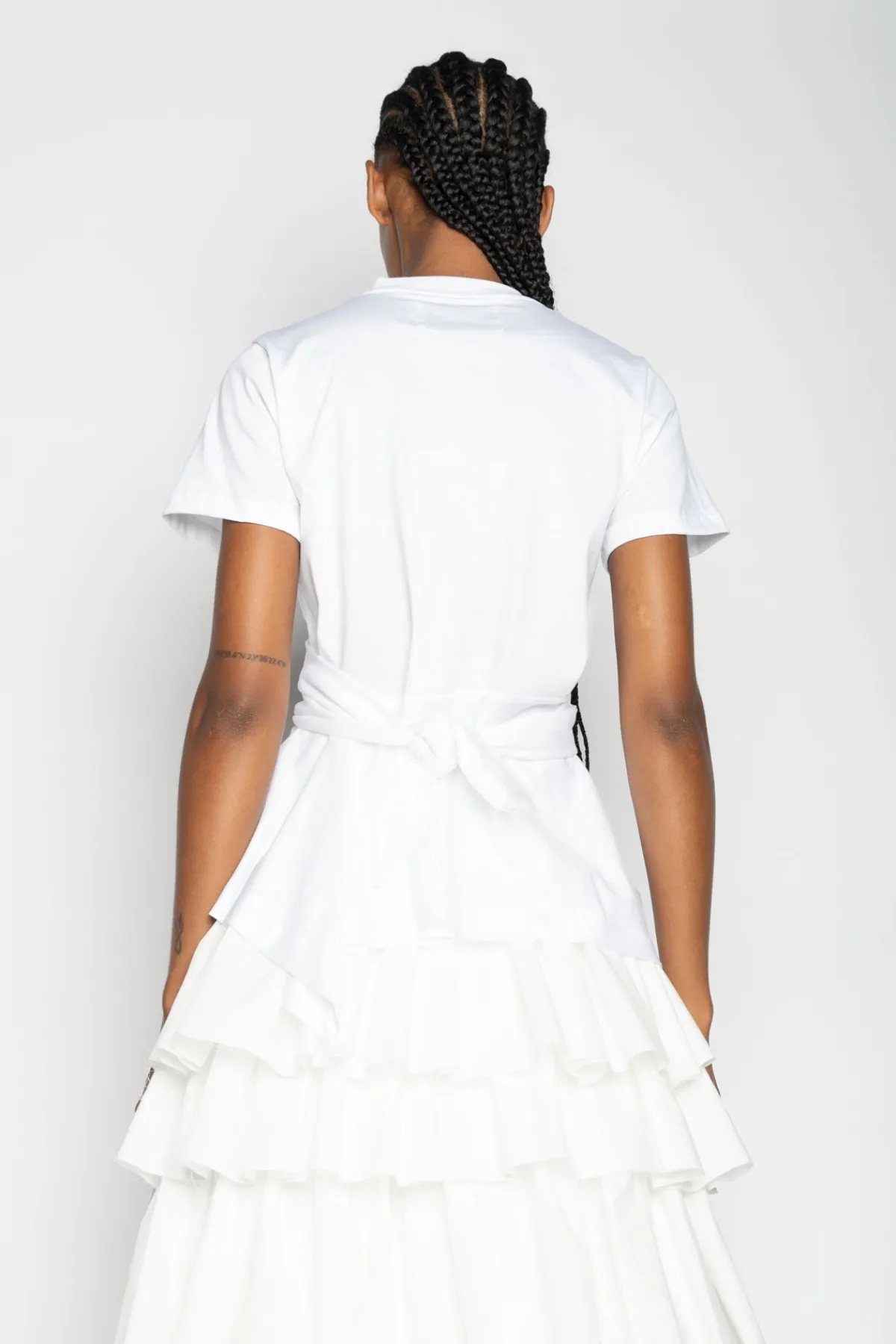 Marques ' Almeida Tops | Tops | CROSS WAIST DRAPE T-SHIRT WHITE