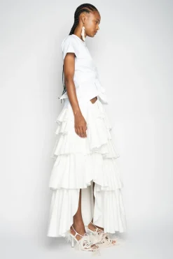 Marques ' Almeida Tops | Tops | CROSS WAIST DRAPE T-SHIRT WHITE
