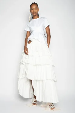 Marques ' Almeida Tops | Tops | CROSS WAIST DRAPE T-SHIRT WHITE