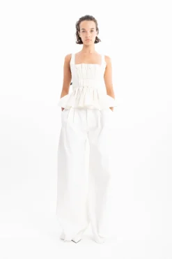 Marques ' Almeida Denim | Bottoms | DENIM PLEATED TROUSERS WHITE