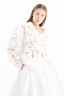 Marques ' Almeida Bridal | Tops | EMBROIDERED PUFF SLEEVE SHIRT WHITE